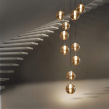 (Amber, 10-Light) Glitzerlife 10-Light Pendant Light G9, Modern Hanging Lamp for Kitchen Living Room Bedroom Hallway