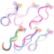 Lot de 6 extensions de cheveux pour enfants avec nœud décoratif