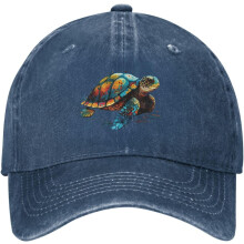 Baseballkappe aus gewaschenem Denim mit Schildkrötenmuster – verstellbar