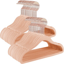 (Light Pink) Baby Hangers, Pack of 50 kid??s Velvet Hangers with Rose Gold Hooks, Non-Slip Children??s Hangers for Clothes in Closet