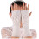 Women's fingerless knit wrist warmers white 1