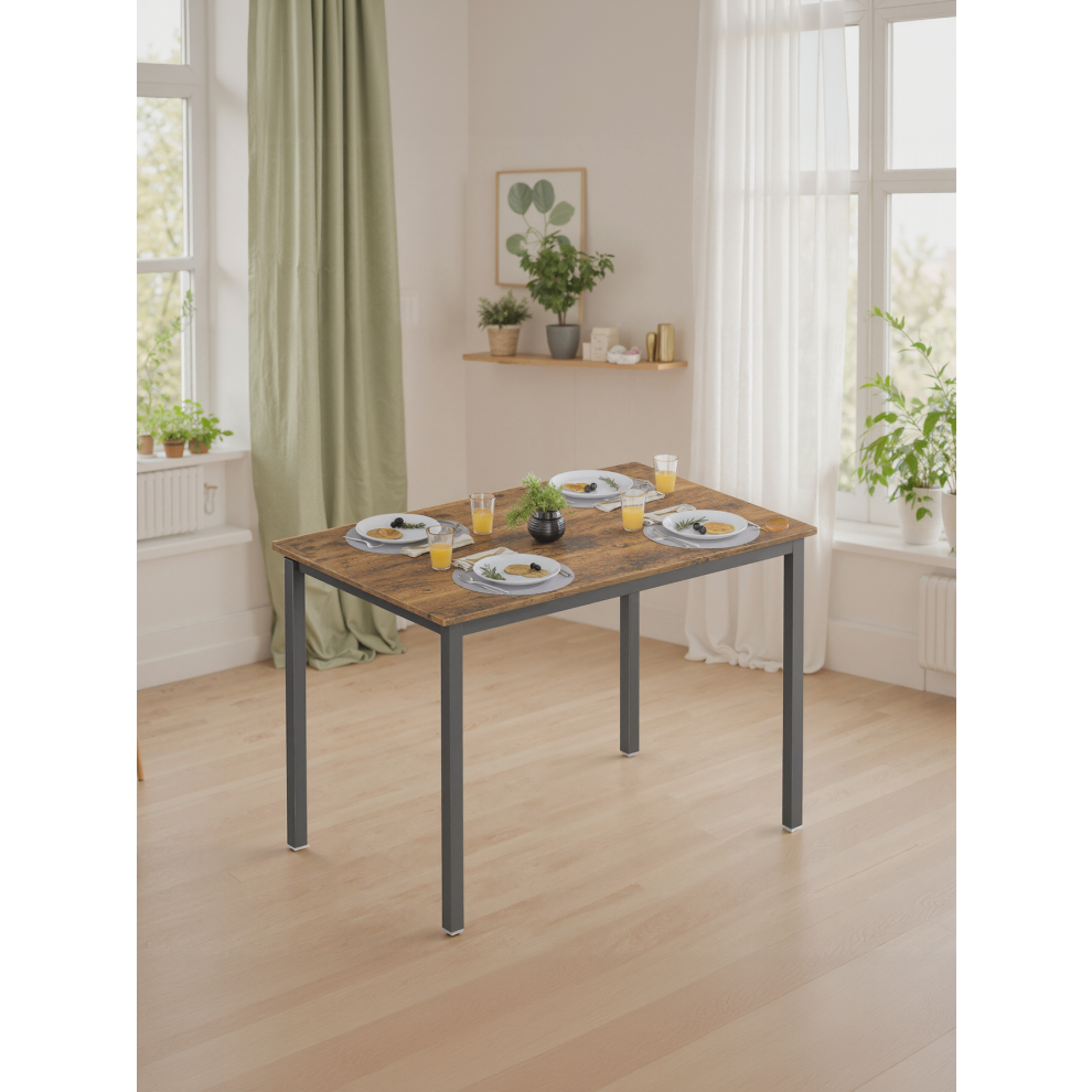 Vasagle (Rustic Brown, Black) Dining Table, 70 X 110 X 75 Cm, Kitchen Table For 4 People, Living Room Desk, For Dining Room, Kitchen,Rustic Brown