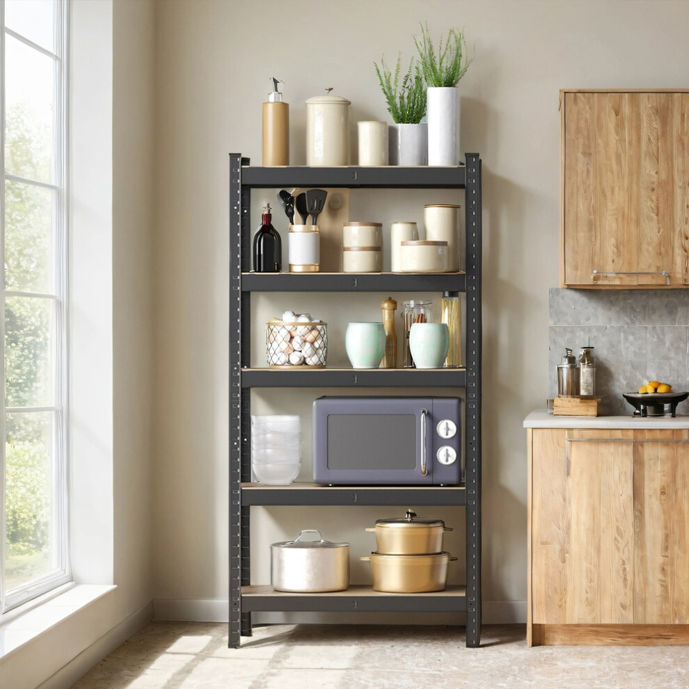 Songmics (Black) 5-Tier Shelving Unit, Steel Shelving Unit For Storage, Load Capacity 650 Kg, 30 X 75 X 150 Cm Black