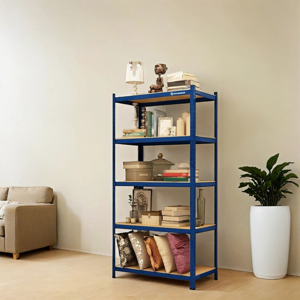 Songmics (Blue) 5-Tier Shelving Unit, Steel Shelving Unit For Storage, Load Capacity 650 Kg, 30 X 75 X 150 Cm Blue
