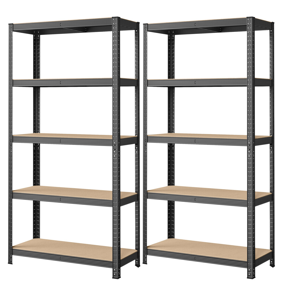 Songmics (Dove ) Set Of 2 Heavy Duty Shelving Units, Steel Shelving Unit, 5 Shelves, Screwless For Garage, Warehouse, Utility Room Grey