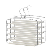 (Grey,Silver) Set of 3 Pants Organizers, Multi-Tier Metal Hangers with Swivel Non-Slip Bars for Closet, Space Saving,Silver