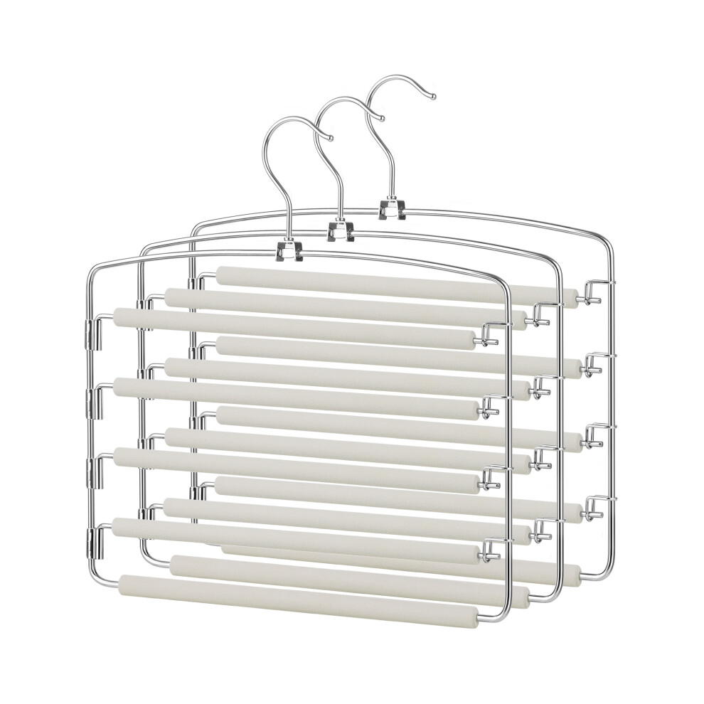 Songmics (,Silver) Set Of 3 Pants Organizers, Multi-Tier Metal Hangers With Swivel Non-Slip Bars For Closet, Space Saving, Grey/Silver