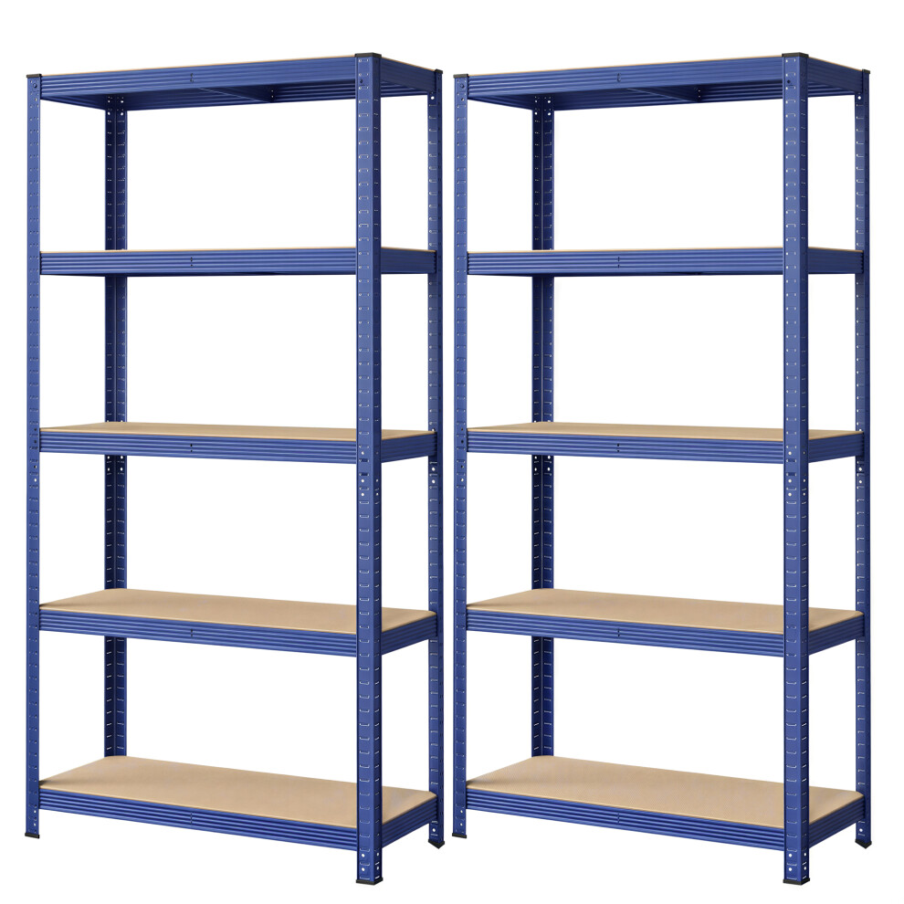 Songmics (Blue) Set Of 2 Heavy Duty Shelving Units, Steel Shelving Unit, 5 Shelves, Screwless For Garage, Warehouse, Utility Room