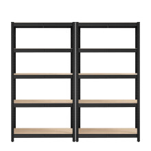 (Black) Set of 2 Heavy Duty Shelving Units, Steel Shelving Unit, 5 Shelves, Screwless for Garage, Warehouse, Utility Room