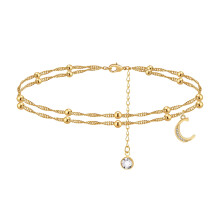 Gold Anklet for Women Cuban Link Layered Set