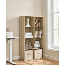 (Oak) Bookcase, Wooden Bookshelf with 8 Compartments, Floor Standing Storage Unit for Files, Decor, In Study, Living Room, Bedroom