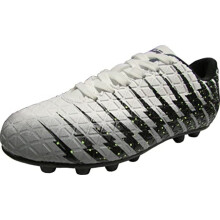 (10, White/Black/Silver) Vizari Bolt Nocken-Fußballschuhe (FG) für Jungen & Mädchen – Synthetikleder, PU-Sohle für Halt & Komfort