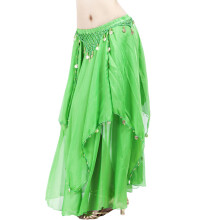 Dynamic Coin Decorated Belly Dance Skirt Loose Shape-Green