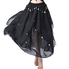Distinctive Coin Adorned Belly Dance Skirt Lightweight-Black