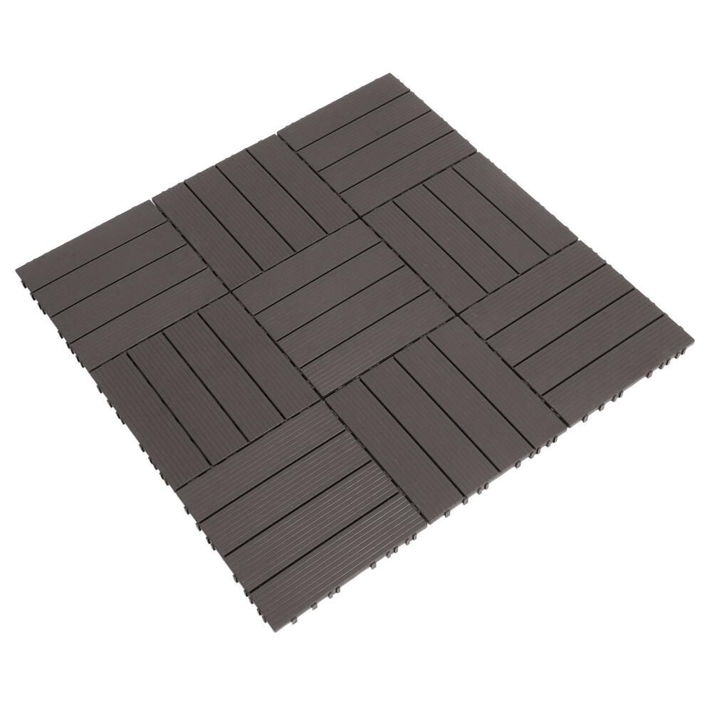 Interlocking Deck Tiles 11Pcs Plastic Wpc Outdoor Diy Flooring Patio 3753609215579
