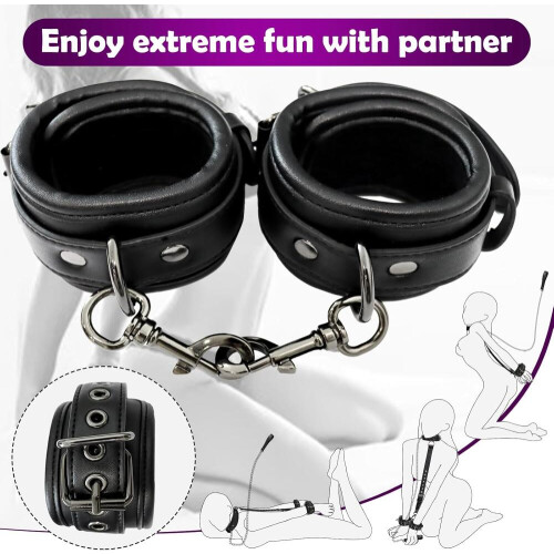Adjustable Restraint Accessory Set with Collar & Wrist Straps for Roleplay 2