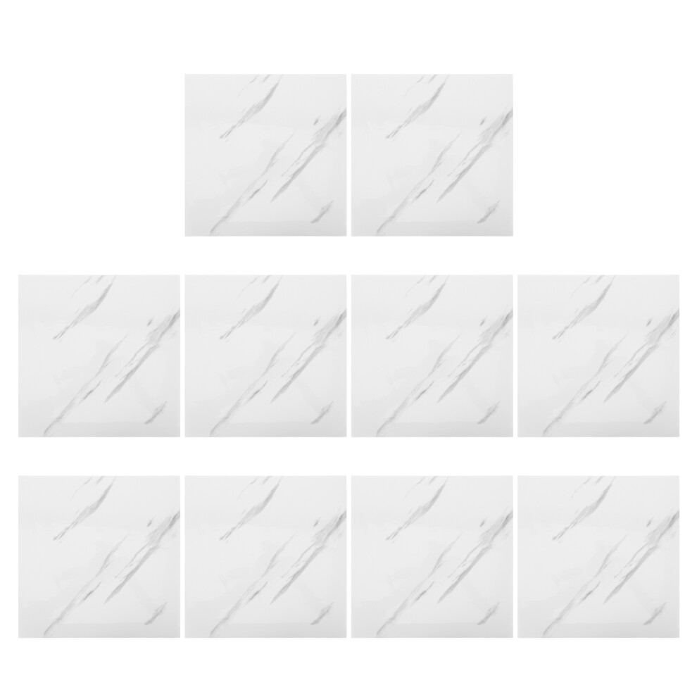 10Pcs White Pvc Peel And Stick Marble Tiles For Kitchen Bathroom Walls 3753609215470