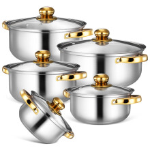 5Pcs Steel Pot Set Nonstick Stainless Cookware for Home Kitchen Use