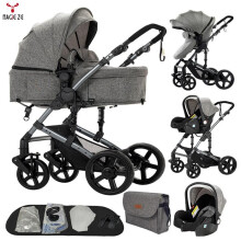 Cochecito 3 en 1 Magic ZC Cochecito Trio 3 en 1 Cochecito Plegado con un clic Freno a pie 0-3 años Máx 15kg Bolsa de mano Gris