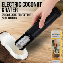 Electric Coconut Grater Machine - Handheld, Anti-Splash, Rotating Stainless Steel Scraper, Wireless and Automatic Shredder (Black)