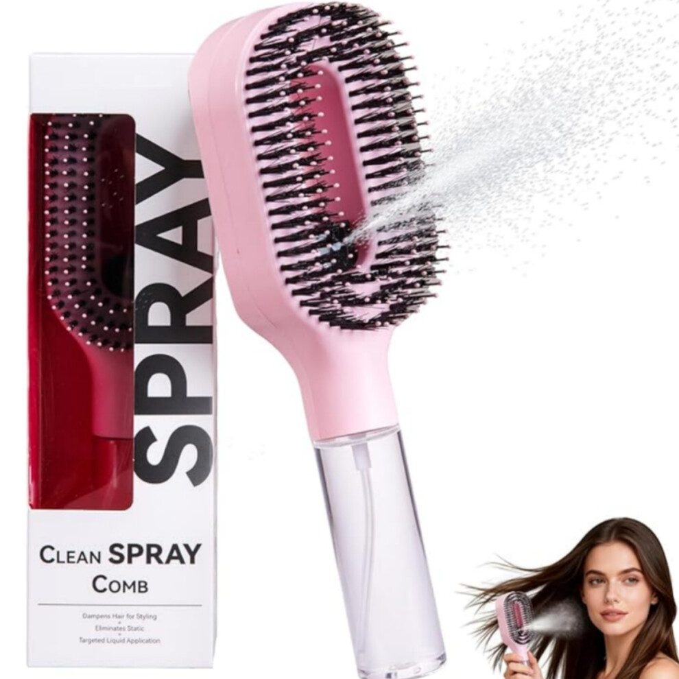 Pink Hair Brush Â 2-In-1 Hair Mist Brush Nylon Detangling Brush For Wet & Dry Hair, Paddle Brush For Shine & Scalp Massage (,1)