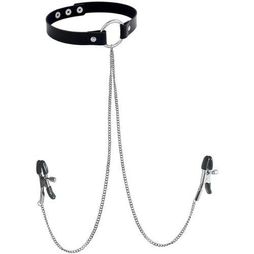 Ρυθμιζόμενο κολιέ choker από δέρμα PU με διακοσμητική αλυσίδα σώματος