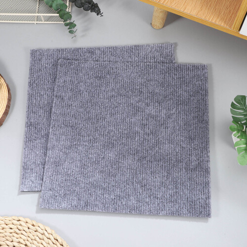 50Pcs Polyester Self Adhesive Carpet Tiles for Home Light Grey Design 2