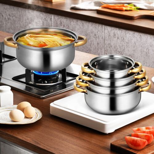 5Pcs Steel Pot Set Nonstick Stainless Cookware for Home Kitchen Use 2