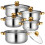 5Pcs Steel Pot Set Nonstick Stainless Cookware for Home Kitchen Use 7