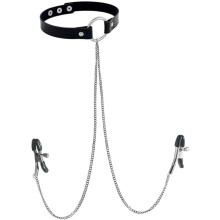 Collana girocollo regolabile in ecopelle con catena decorativa per il corpo.