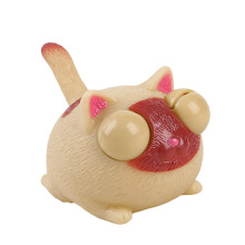 Squeeze Cats Stress Reliever With Popping Eyes Helps-Khaki