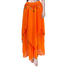 Flexible Waist Belly Dance Skirt Comfortable Wear Dance-Orange