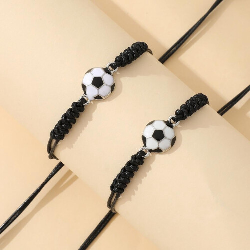 Set brățări fotbal – împletite alb-negru, reglabile 2