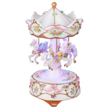 Mechanical White Resin Carousel Music Box for Girls