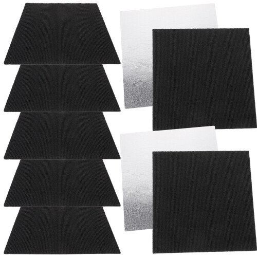 Peel And Stick Floor Tile Decals Black Polyester 10pcs