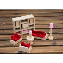 11Pcs Natural Wooden Doll House Furniture For Lounge Room