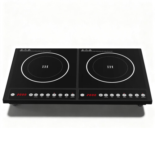Black Double Burner Induction Cooktop Fast Heating Portable Stove