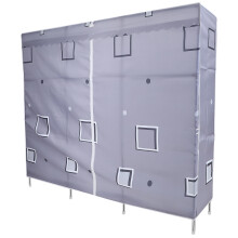 Grey Fabric Wardrobe Closet with Steel Frame for Bedroom Storage