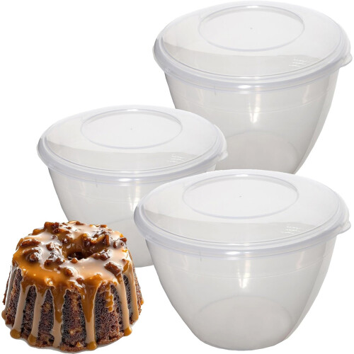 1.2 Litre (SET OF 3) Clear Plastic Steam Pudding Bowls