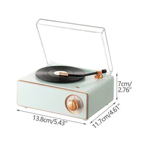 Vintage Phonograph Bluetooth Speaker with Alarm Clock and 1