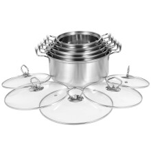 10 PC Induction Non Stick Stainless Steel Cookware Set with Lids