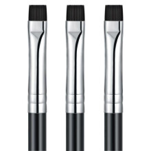3 Brosses Maquillage Biseautées Plat – Sourcil/Eyeliner/Fard – Poils Synthétiques Ultra Fi