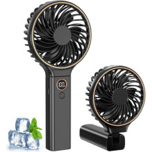 Mini-Ventilator, tragbar, 6 Stunden mit LED-Licht, wiederaufladbar über USB-C, leiser Mini-Ventilator