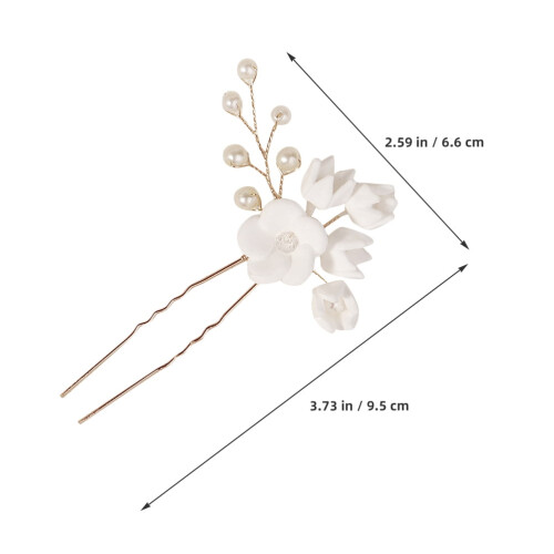 Witte bruidshaarspeld met handgemaakte bloemen 1