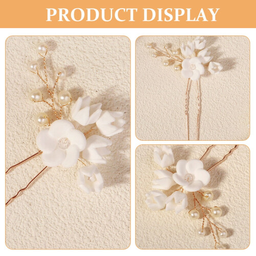 Witte bruidshaarspeld met handgemaakte bloemen 2