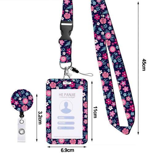 Lanière violette pour badge d'identification avec porte-clés et dragonne 1