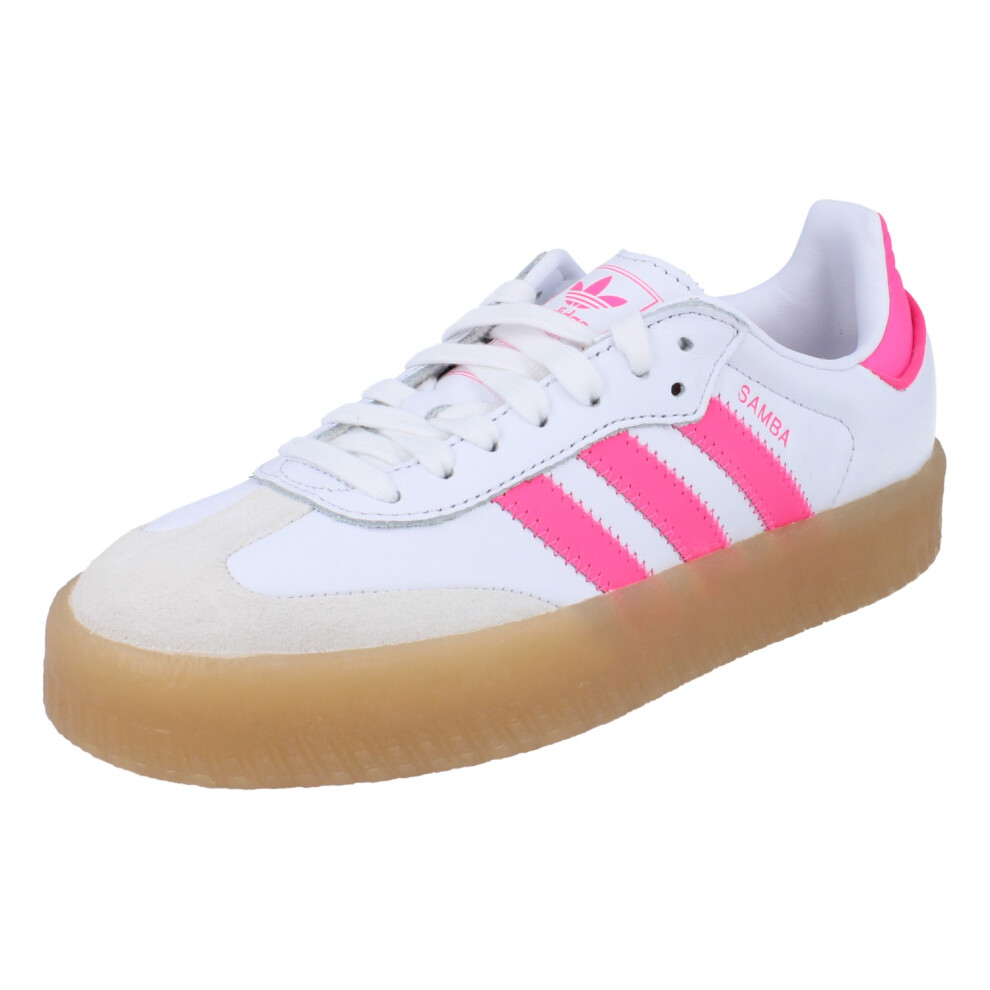Adidas (7) Originals Sambae Womens Trainers Sneakers White/Pink