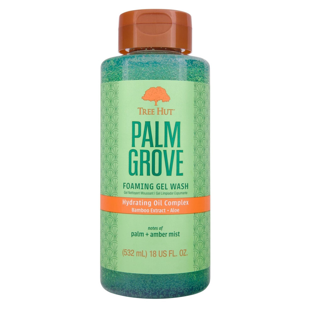 Tree Hut Amber Palm Grove Foaming Gel Wash, Hydrating & Moisturizing Body Wash, 18 Fl Oz