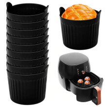 Σετ 10 φορμών σιλικόνης για muffins, 6,5 x 6,5 εκ., φορμών για cupcakes για φριτέ
