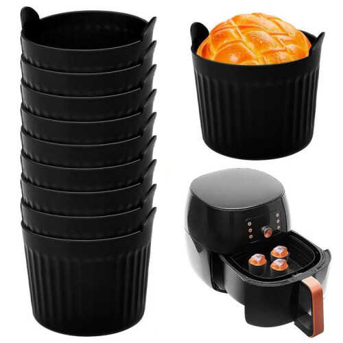Σετ 10 φορμών σιλικόνης για muffins, 6,5 x 6,5 εκ., φορμών για cupcakes για φριτέ